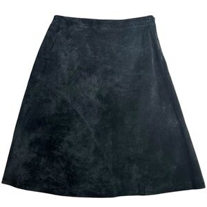 New Frontier Women’s Black Leather A-Line Skirt Size 10 Lined